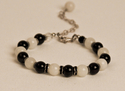 Jewelry--Semi-Precious Stones-Rings and BraceletsWhite Marble and Black Sardonyx Bracelet