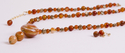 Jewelry--Semi-Precious Stones-NecklacesCarnelian And Brass Flowers Set