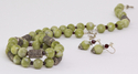 Jewelry--Semi-Precious Stones-NecklacesAntique Cylinder Beads and Green Rounds Set