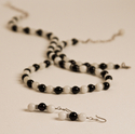 Jewelry--Semi-Precious Stones-NecklacesWhite Marble and Black Sardonyx Set