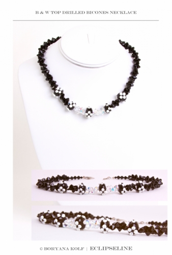 Jewelry-Black and White Top Drilled Bicones Necklace