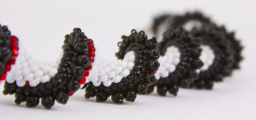 Jewelry-Necklaces-Black, White and Red Spiral Necklace