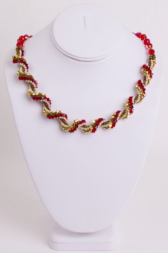 Jewelry-Gold and Ruby Bicone Spiral Necklace