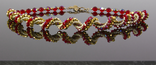 Jewelry-Necklaces-Gold and Ruby Bicone Spiral Necklace