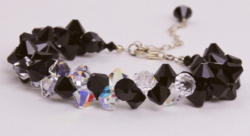 Jewelry-Rings and Bracelets-Black and White Top Drilled Bicones Bracelet