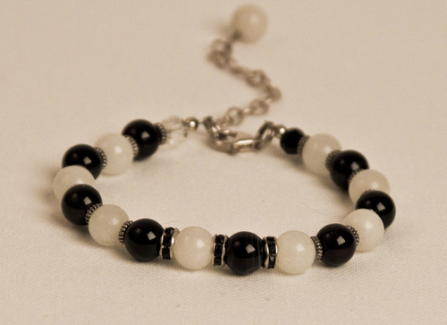 Jewelry-Rings and Bracelets-White Marble and Black Sardonyx Bracelet