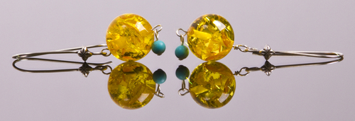 Jewelry-Earrings-Faux Amber and Turquoise Earrings