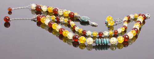 Jewelry-Necklaces-Faux Amber and Turquoise Set