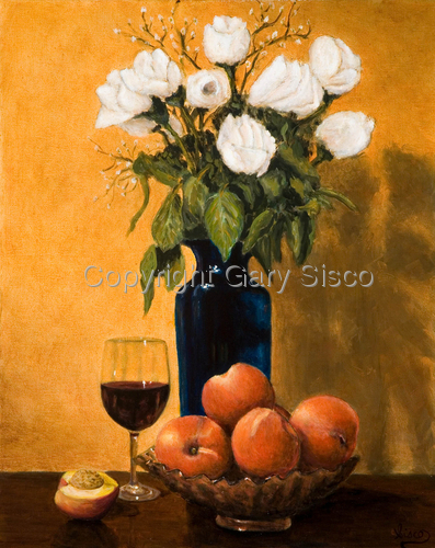 Still life with Wine and Roses