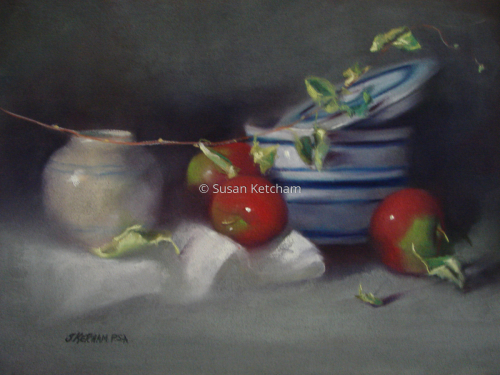 Painting-Still Life-Lady Apples and the Salt Crock