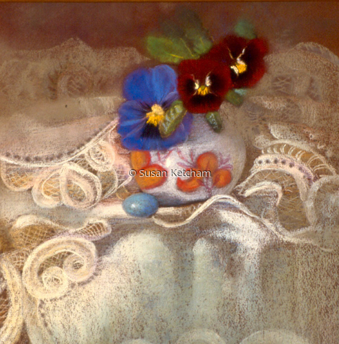 Painting-Pansies and the Egg