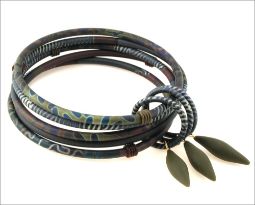 Jewelry-Misc Materials-Five Bangle Bracelet with Organic Patterns