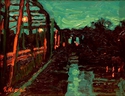 Painting--Oil-CityscapeNight On The Delaware