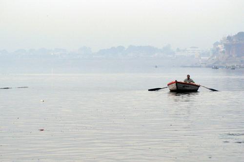 Photography-Solitary Man on Ganges, Varanasi