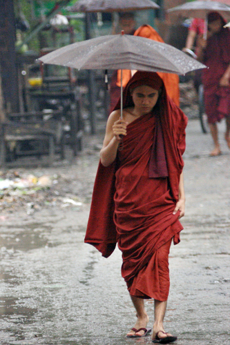 Photography-Young Monk with Umbrella, Mandalay