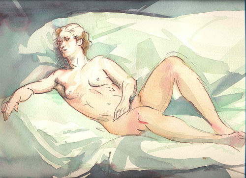 Nude with Green Background