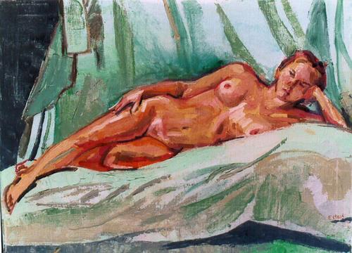 Reclining Nude - Christine on Green