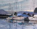 Painting--Oil-SeascapeSailboats at Sunrise