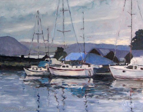 Painting-Seascape-Sailboats at Sunrise