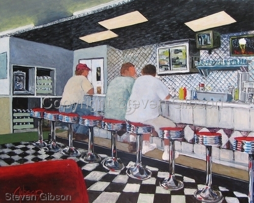 Painting-Photorealism-Rockin' Comet Diner