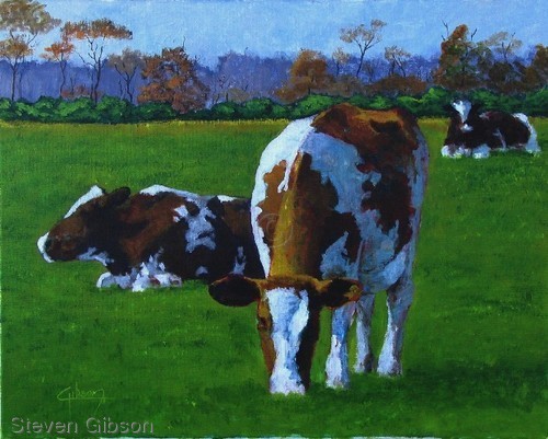 Painting-Animals-Grazing Cow