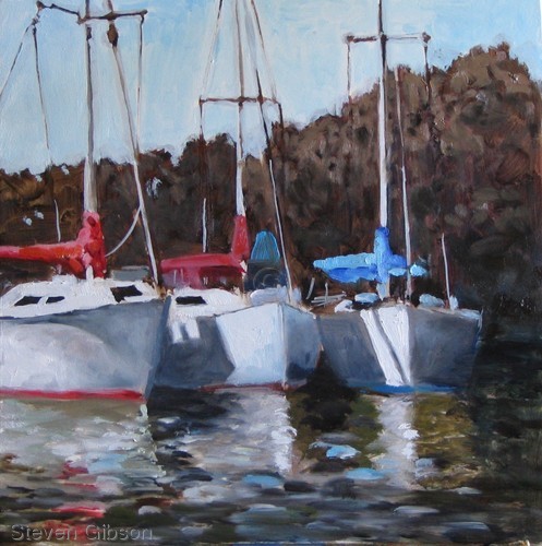 Painting-Seascape-Sailboats at Rest