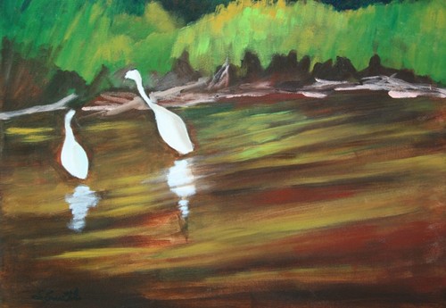 Painting-Acrylic-Egrets