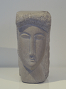 modigliani,wagner,carved,stone,portrait,limestone, - Expressionist Sculpture