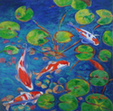 WATER LILIES AND KOI FISH