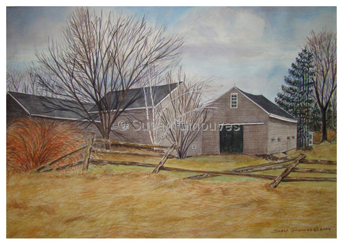 Painting-Crooked Fence and Barn