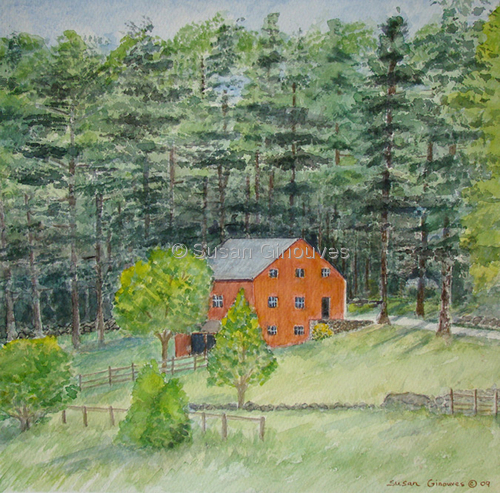 Painting-Landscape-Red Barn on West Bare Hill