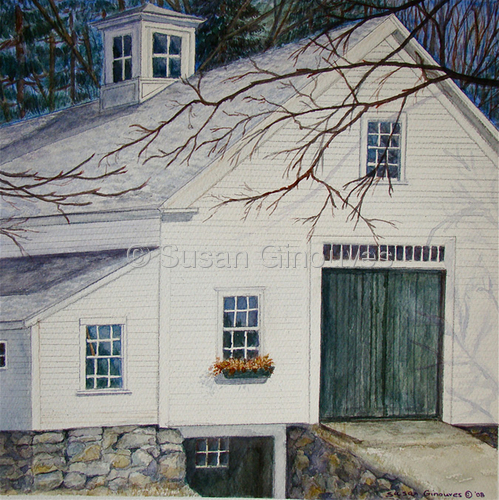 Painting-Realism-White Barn on Still River Road