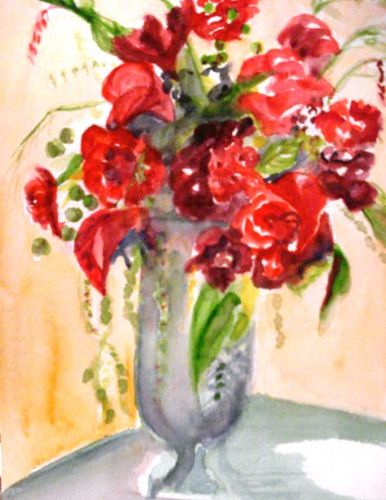 Painting-Floral-Bouquet in Red