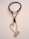 Jewelry--Noble Metals-NecklacesSterling Scroll Heart Necklace on leather cord