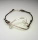 Jewelry--Noble Metals-Rings and BraceletsSterling Scroll Heart Bracelet - Leather