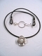 Jewelry--Noble Metals-NecklacesSterling Flower on Leather