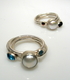 Jewelry-Sterling Stack Rings with pearl and garnet or swiss blue topaz