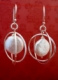 Jewelry--Noble Metals-EarringsFloating sterling circle earrings with coin pearl