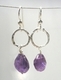 Jewelry--Noble Metals-EarringsSterling Circle Earring with Amethyst dangle