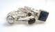 Jewelry--Noble Metals-Rings and BraceletsSterling stack rings with lapis, garnet,citrine & freshwater pearl