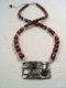 Jewelry-Textured sterling rectangle with garnet & citrine on pearl necklace