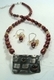 Jewelry-Textured sterling rectangle with garnet & citrine on pearl necklace