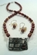 Jewelry-Textured sterling rectangle with garnet & citrine on pearl necklace