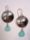 Jewelry--Noble Metals-EarringsSterling textured disc earrings with semi-precious dangle