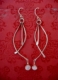 Jewelry--Noble Metals-EarringsSterling Asymmetrical  Earrings with semi-precious stone