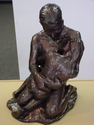 Susan Frost - Figurative Sculpture figurative sculpture, couples embrace, clay, kiln fired, terra cotta, dark patina - Figurative Sculpture