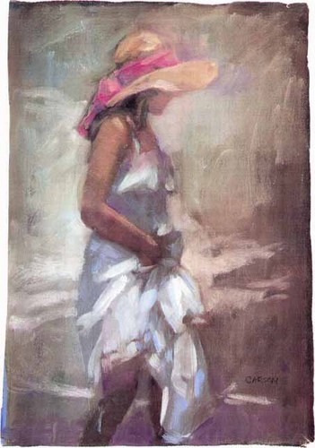 Painting-Figurative- Girl  in White Dress