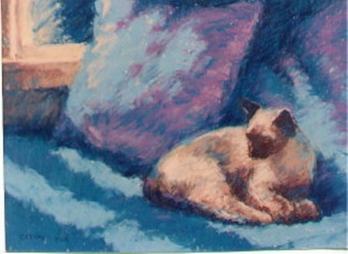 Painting-Cat on Bed