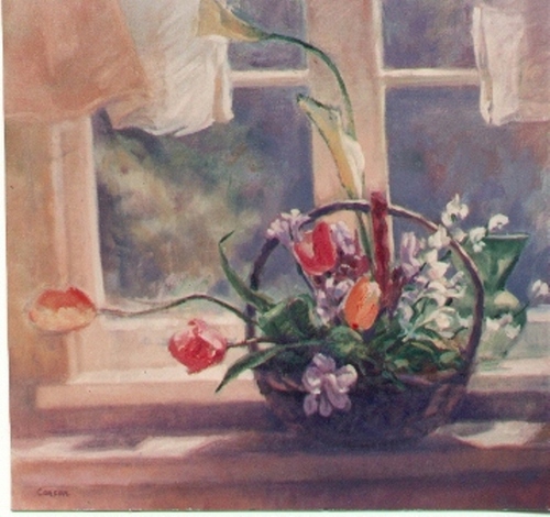 Painting-Floral-Flowers on the Sill