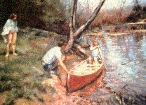 Painting-Genre-The Red Canoe